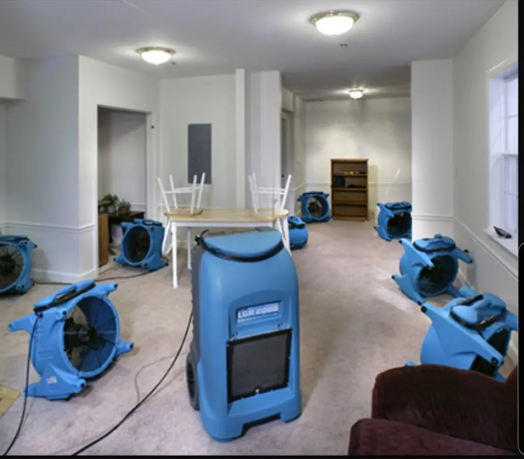 Air movers and dehumidifier setup for Water Extraction & Removal in Ives Estates